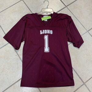Childs Unisex M-XL Maroon & White “Lions” Logo Mesh Football Sports Jersey NWT